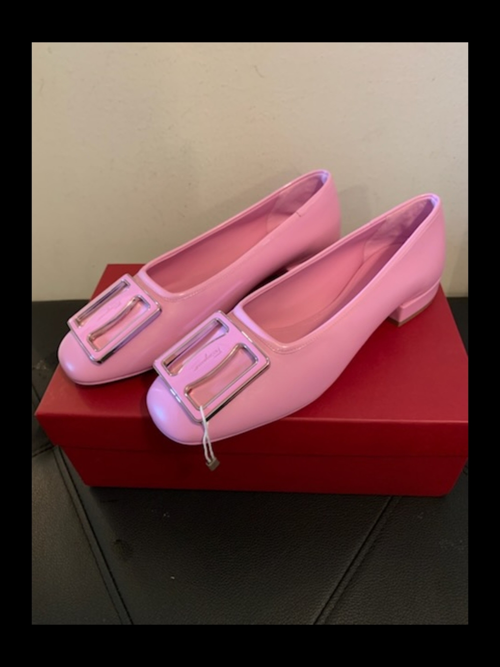 Salvatore Ferragamo Women Flamingo buckle leather ballerina flats Size 8.5C NWB - Picture 3 of 13